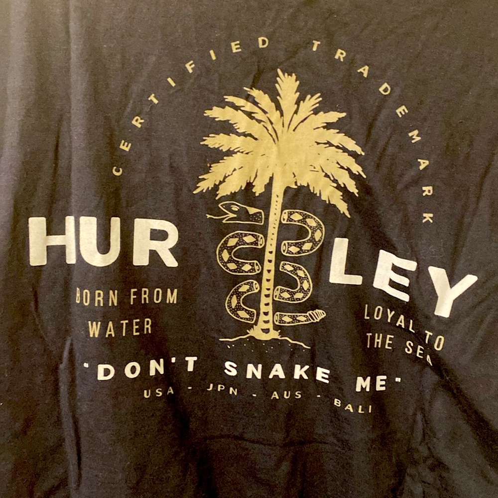 Black Long Sleeve Crew Neck Hurley Shirt featuring front and back graphics sz L - Picture 5 of 6